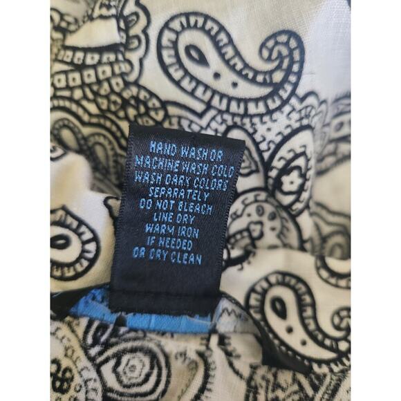 Saint Tropez West Linen Button Front Tank Sz XL black/white Paisley beachy boho - Picture 6 of 8